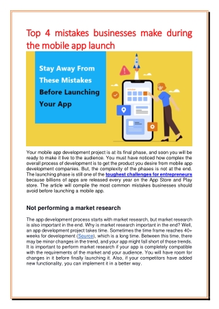 Top 4 mistakes businesses make during the mobile app launch