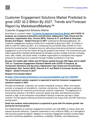 Customer Engagement Solutions Market Set to Witness an Uptick Size USD 32.2 bn