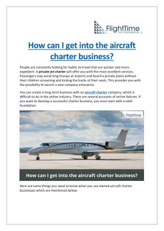 What is the process of getting into the aircraft charter business?