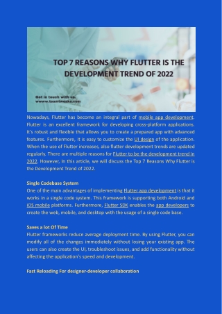 Top 7 Reasons Why Flutter is the Development Trend of 2022