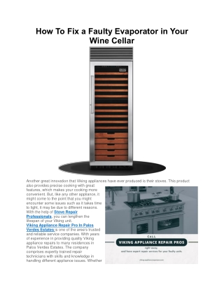 How To Fix a Faulty Evaporator in Your Wine Cellar