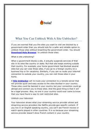 What You Can Unblock With A Site Unblocker