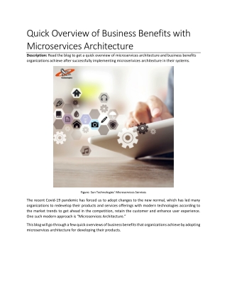 Quick Overview of Business Benefits with Microservices Architecture