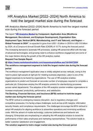 HR Analytics Market [2022–2024] North America to hold the largest market size