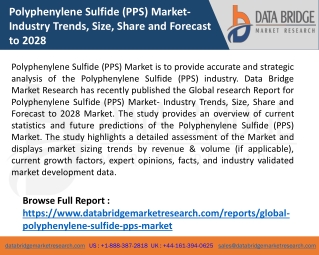 Polyphenylene Sulfide (PPS) Market - Industry Trends, Size, Share and Forecast to 2028