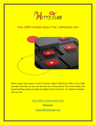 Free 1000 Youtube Views Trial