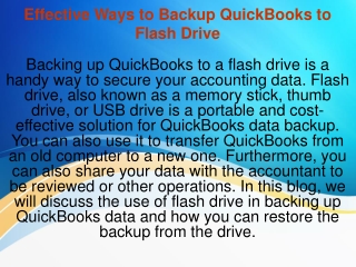 Effective Ways to Backup QuickBooks to Flash Drive