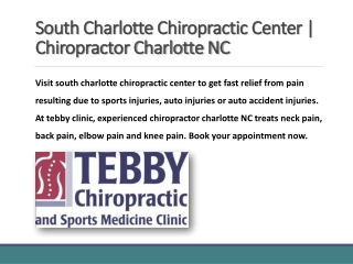 South Charlotte Chiropractic Center | Chiropractor Charlotte NC