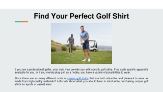 Find Your Perfect Golf Shirt