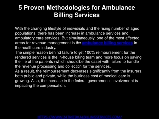 5 Proven Methodologies for Ambulance Billing Services