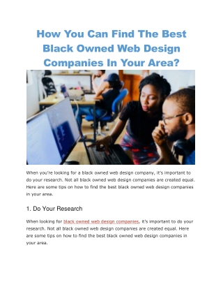 Black owned web design companies