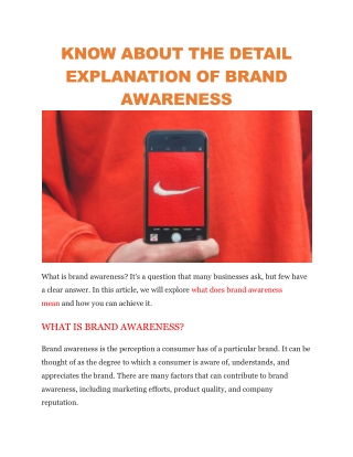 what does brand awareness mean