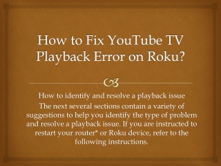 How to Fix YouTube TV Playback Error on Roku?