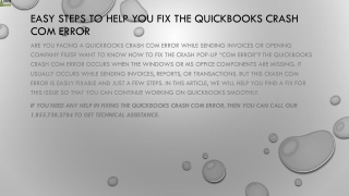 An easy method to resolve QuickBooks Crash Com Error completely