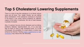 Top 5 Cholesterol Lowering Supplements