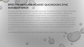 An appropriate guide to fix QuickBooks sync Manager Error