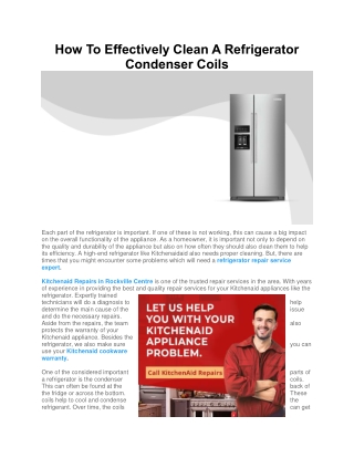 How To Effectively Clean A Refrigerator Condenser Coils