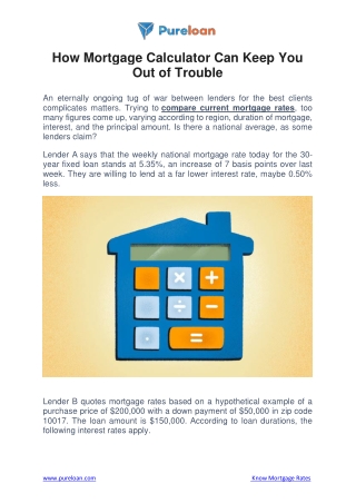 How Mortgage Calculator Can Keep You Out of Trouble - Pureloan