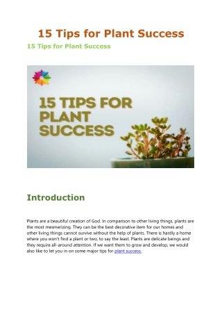 15 Tips for Plant Success