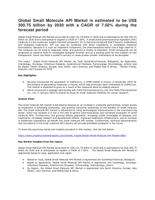 Small Molecule API Market