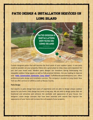 Patio Design & Installation Services on Long Island