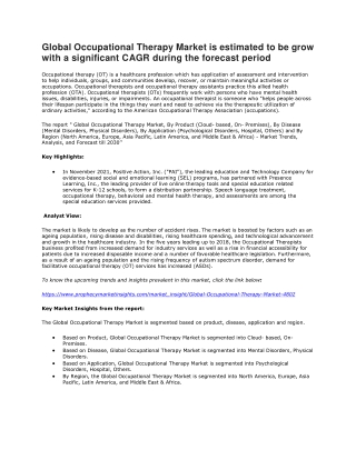 Occupational Therapy Market
