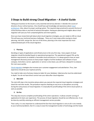 3 Steps to Build Strong Cloud Migration – A Useful Guide