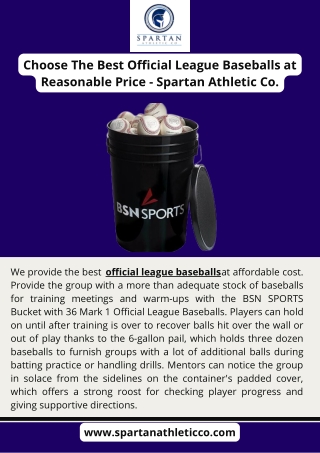 Choose The Best Official League Baseballs at Reasonable Price - Spartan Athletic Co.