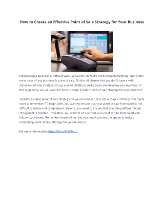 How to Create an Effective Point of Sale Strategy for Your Business