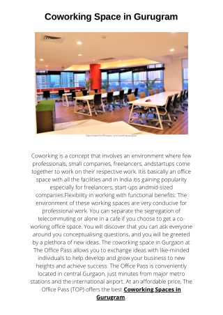 Coworking Space in Gurugram