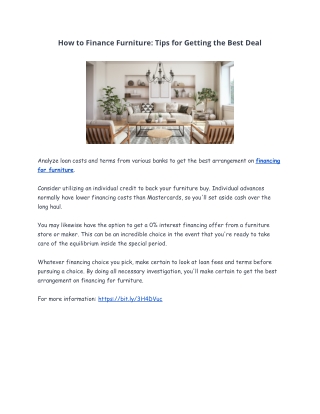 How to Finance Furniture: Tips for Getting the Best Deal