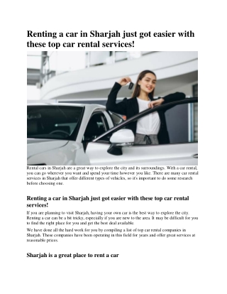 Renting a car in Sharjah just got easier with these top car rental services