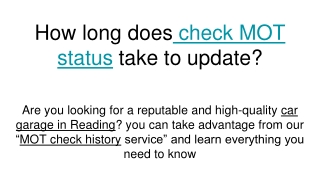 How long does check MOT status take to update_