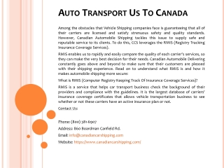 Auto Transport Us To Canada