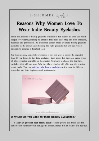 Reasons Why Women Love To Wear Indie Beauty Eyelashes