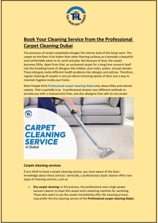 Book Your Cleaning Service from the Professional Carpet Cleaning Dubai