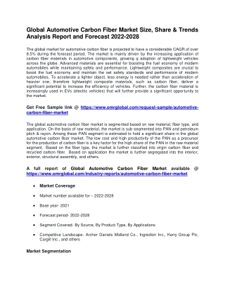 Global Automotive Carbon Fiber Market