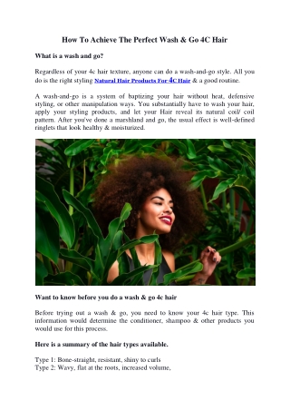 How To Achieve The Perfect Wash & Go 4C Hair