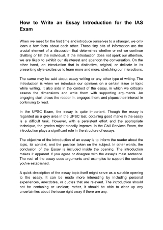 How to Write an Essay Introduction for the IAS Exam