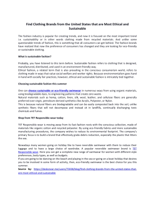 Find Clothing Brands from the United States that are Most Ethical & Sustainable