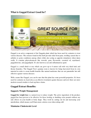 What is Guggul Extract Good for