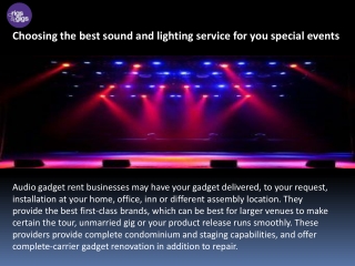 Lighting Equipment Hire London