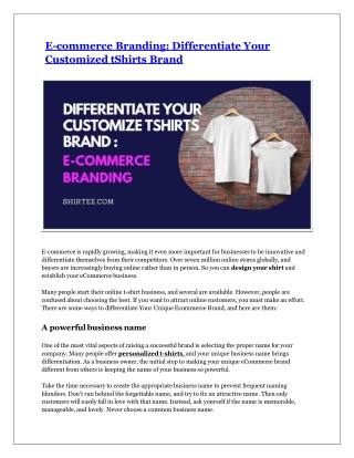 E-commerce Branding_ Differentiate Your Customize tShirts Brand