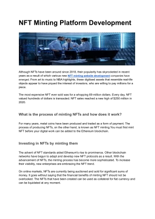 NFT Minting Platform Development