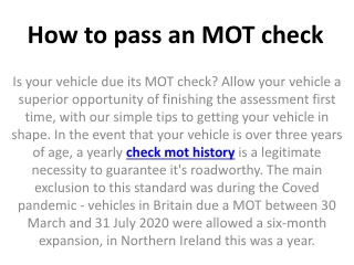 How to pass an MOT check