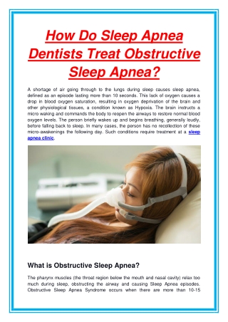 How Do Sleep Apnea Dentists Treat Obstructive Sleep Apnea