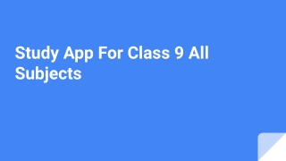 Study App For Class 9 All Subjects