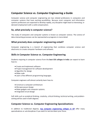 Computer Science vs. Computer Engineering a Guide