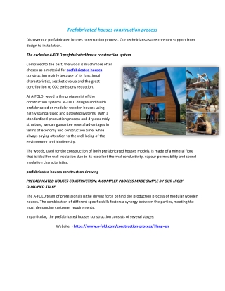 Prefabricated houses construction process