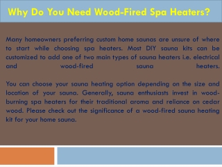 Why Do You Need Wood-Fired Spa Heaters?